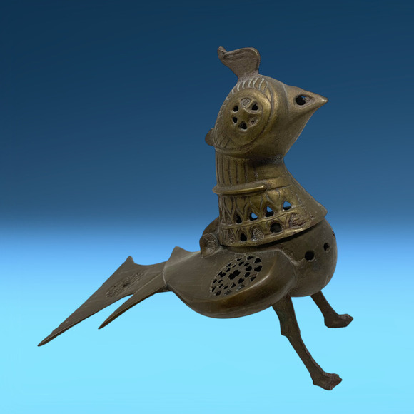 Vintage Khorasan Style Brass Bird Dove Incense Burner Hinged Lid India READ - Picture 2 of 10